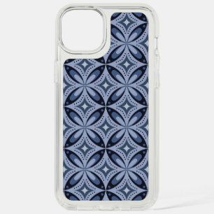 Blue Geometric Pattern Retro Style iPhone 15 Plus Case