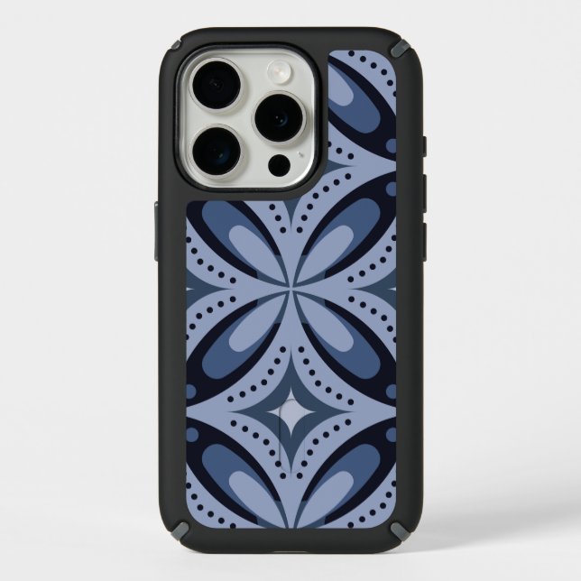 Blue Geometric Pattern Retro Style Speck iPhone Case (Front)
