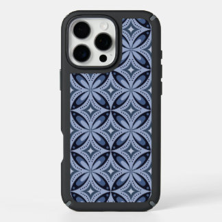 Blue Geometric Pattern Retro Style iPhone 16 Pro Max Case