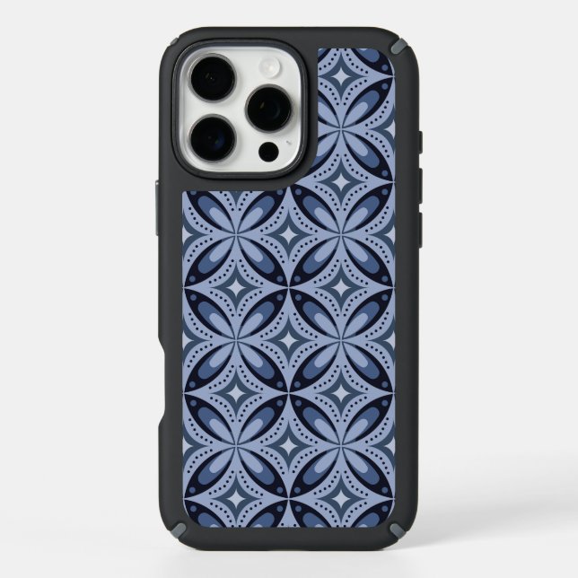 Blue Geometric Pattern Retro Style Speck iPhone Case (Front)