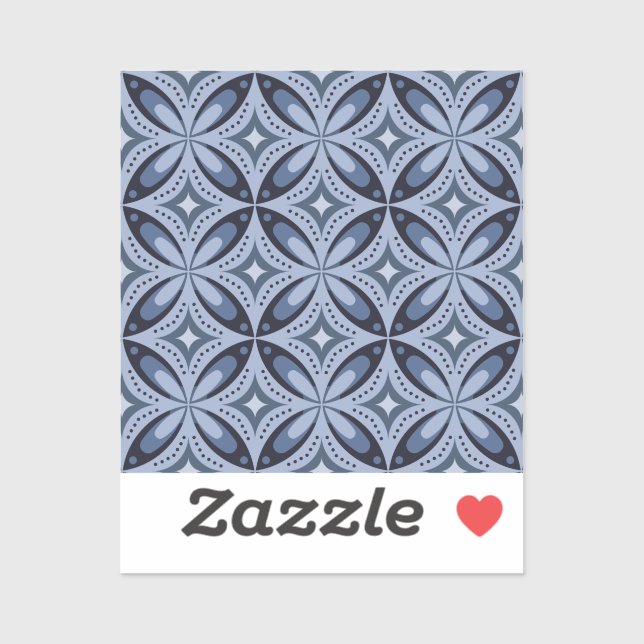 Blue Geometric Pattern Retro Style Sticker (Sheet)