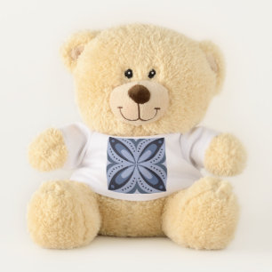 Blue Geometric Pattern Retro Style Teddy Bear