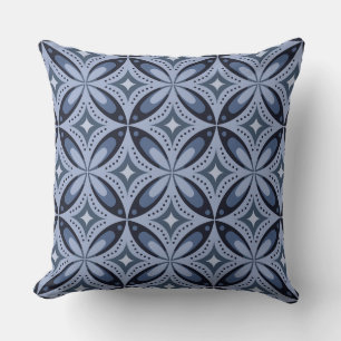 Blue Geometric Pattern Retro Style Throw Pillow