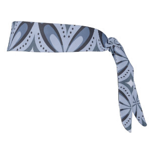 Blue Geometric Pattern Retro Style Tie Headband
