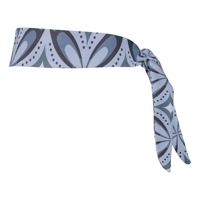 Blue Geometric Pattern Retro Style Tie Headband (Rotate 90)