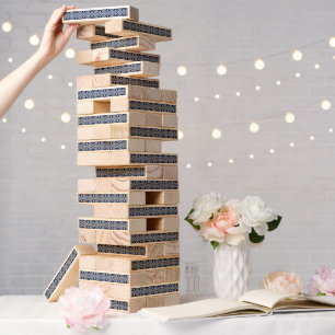 Blue Geometric Pattern Retro Style Topple Tower