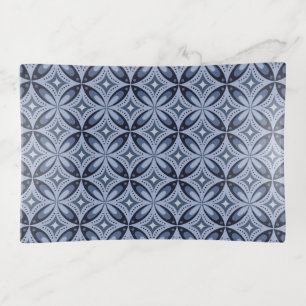 Blue Geometric Pattern Retro Style Trinket Tray