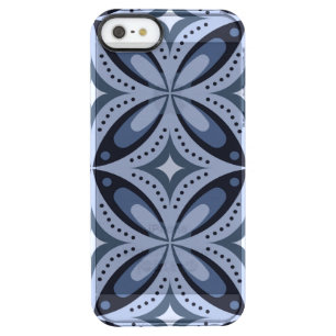 Blue Geometric Pattern Retro Style Clear iPhone SE/5/5s Case