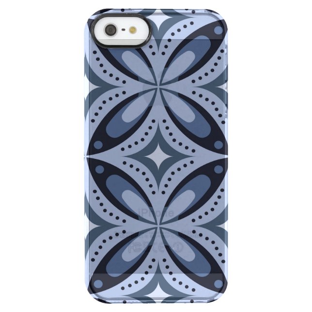 Blue Geometric Pattern Retro Style Uncommon iPhone Case (Back)