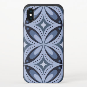Blue Geometric Pattern Retro Style iPhone X Slider Case