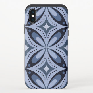 Blue Geometric Pattern Retro Style iPhone X Slider Case