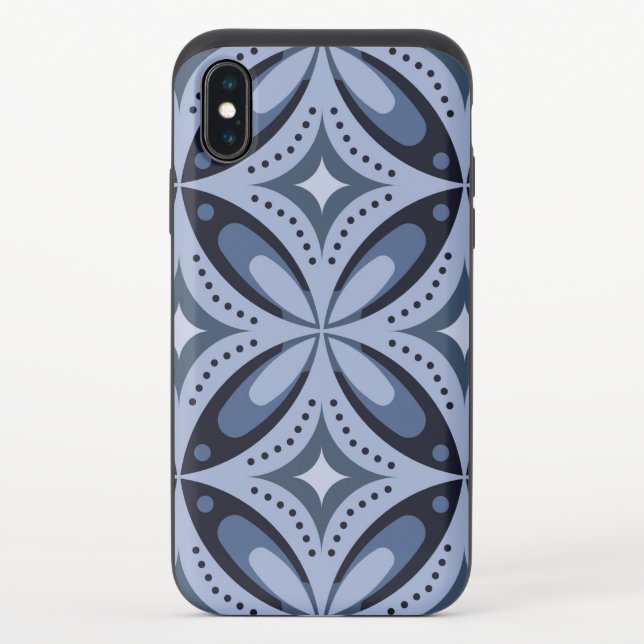 Blue Geometric Pattern Retro Style Uncommon iPhone Case (Back)
