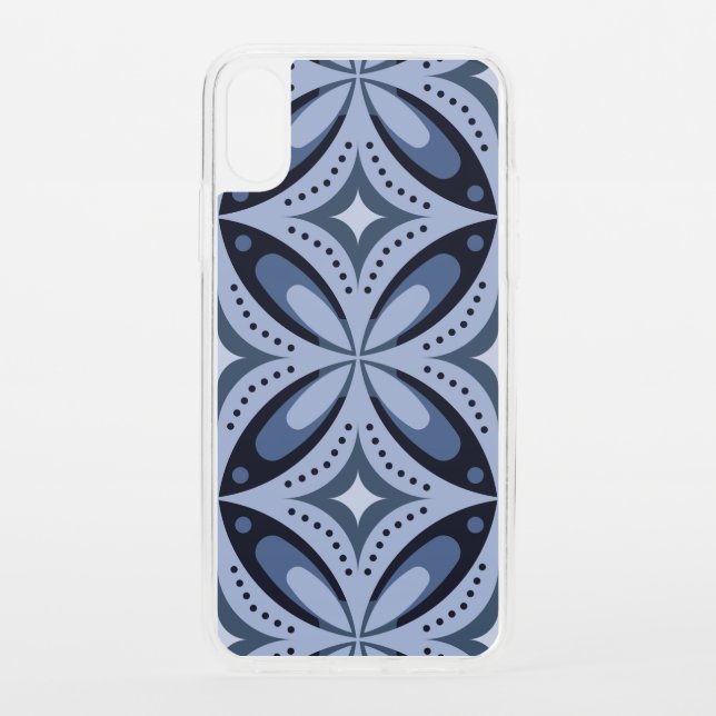 Blue Geometric Pattern Retro Style Uncommon iPhone Case (Back)