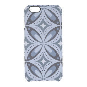 Blue Geometric Pattern Retro Style Clear iPhone 6/6S Case