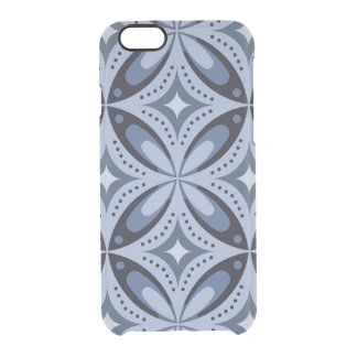 Blue Geometric Pattern Retro Style Clear iPhone 6/6S Case
