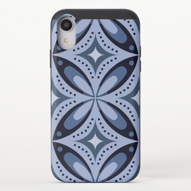 Blue Geometric Pattern Retro Style Uncommon iPhone Case (Back)