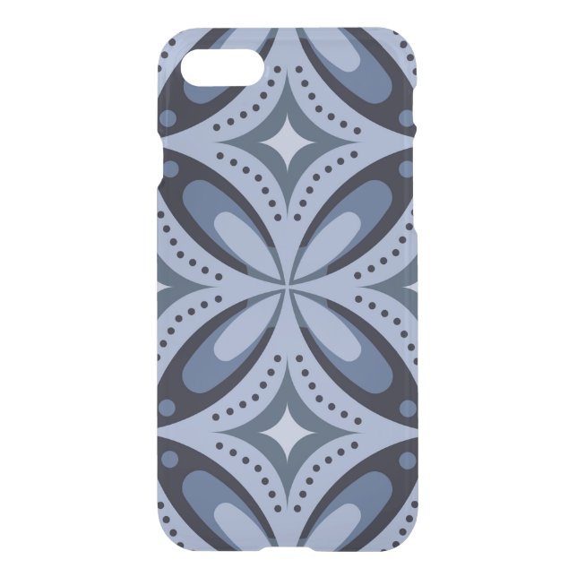 Blue Geometric Pattern Retro Style Uncommon iPhone Case (Back)