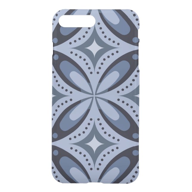 Blue Geometric Pattern Retro Style Uncommon iPhone Case (Back)