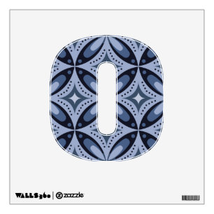 Blue Geometric Pattern Retro Style Wall Decal