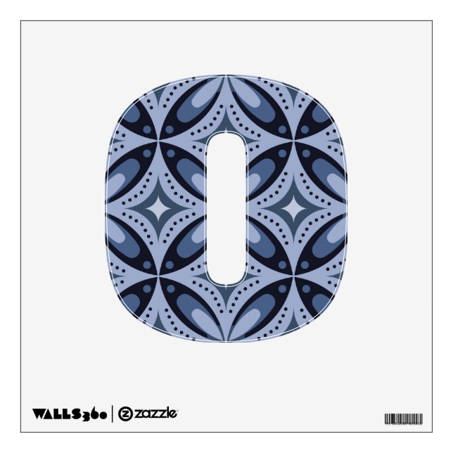 Blue Geometric Pattern Retro Style Wall Decal (Front)