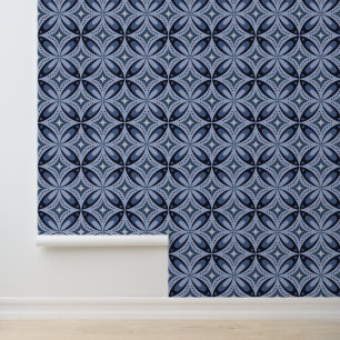 Blue Geometric Pattern Retro Style Wallpaper