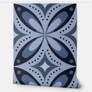 Blue Geometric Pattern Retro Style Wallpaper
