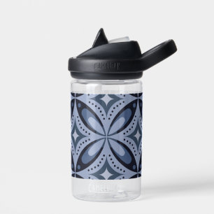 Blue Geometric Pattern Retro Style Water Bottle
