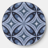 Blue Geometric Pattern Retro Style Wireless Charger (Front)