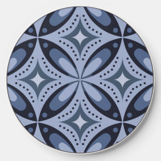 Blue Geometric Pattern Retro Style Wireless Charger