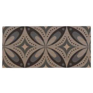 Blue Geometric Pattern Retro Style Wood Flash Drive