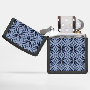 Blue Geometric Pattern Retro Style Zippo Lighter