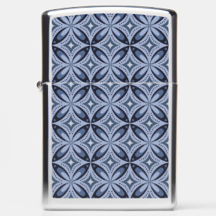 Blue Geometric Pattern Retro Style Zippo Lighter