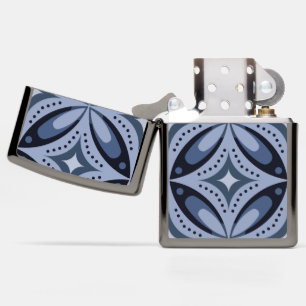 Blue Geometric Pattern Retro Style Zippo Lighter