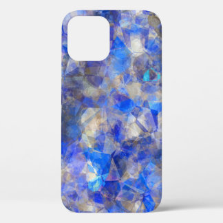 Blue Geometric Pattern Simulated Glass iPhone 12 Case
