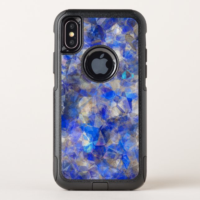 Blue Geometric Pattern Simulated Glass Otterbox iPhone Case (Back)
