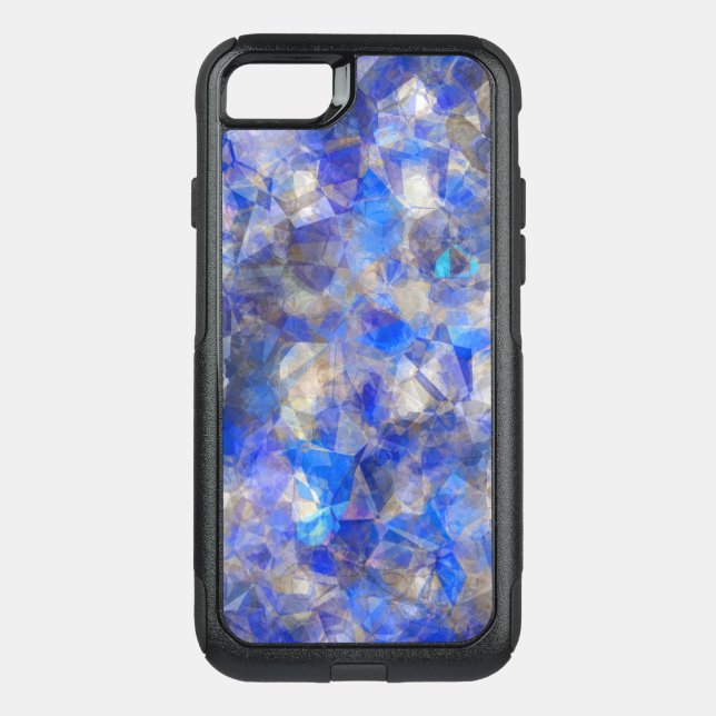 Blue Geometric Pattern Simulated Glass Otterbox iPhone Case (Back)