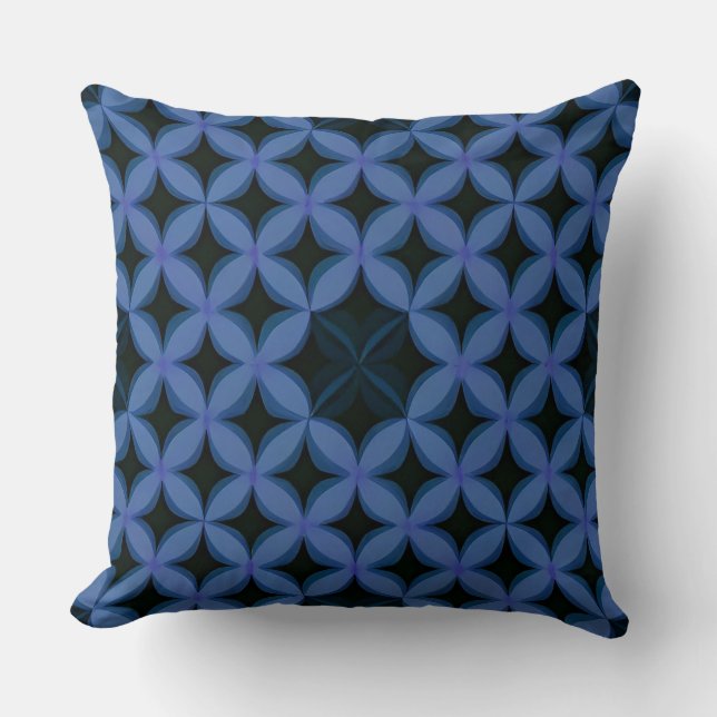 Blue Geometric Pattern Throw Pillow (Front)