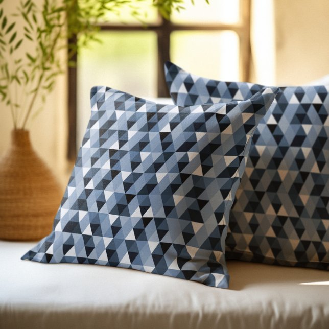 Blue Geometric Pattern Throw Pillow (Creator Uploaded)