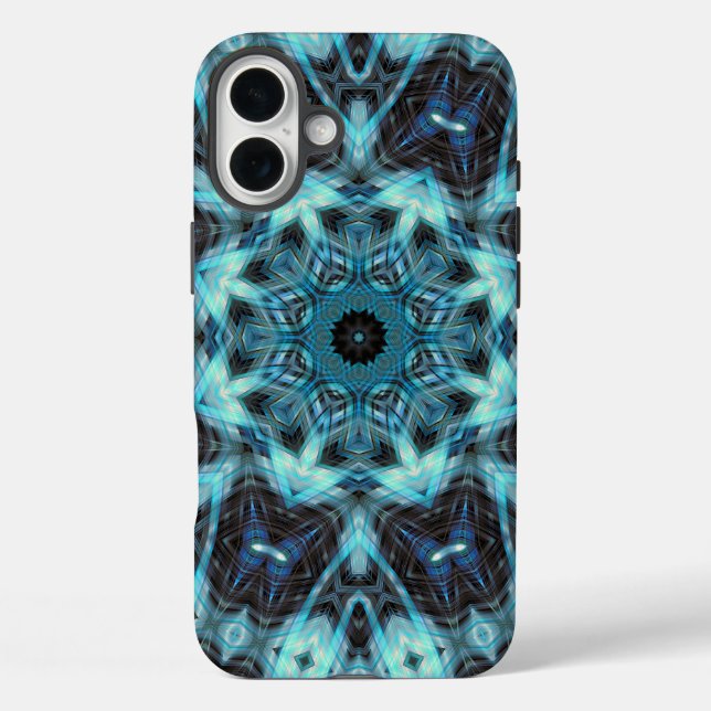 Blue Geometric Pattern with Radiant Glow Case-Mate iPhone Case (Back)