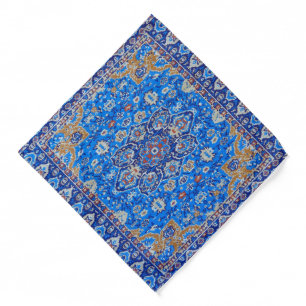 Blue geometric persian turkish mid century pattern bandana