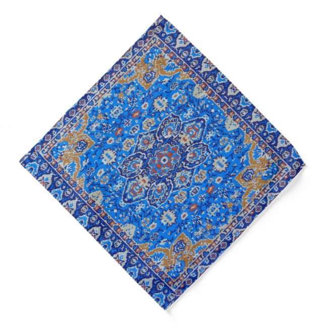 Blue geometric persian turkish mid century pattern bandana (Front)