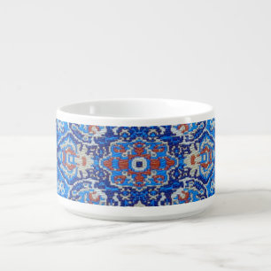 Blue geometric persian turkish mid century pattern bowl