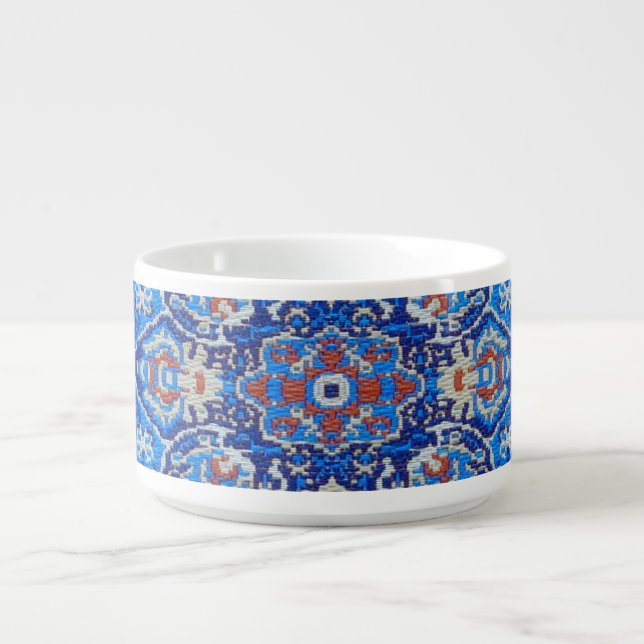 Blue geometric persian turkish mid century pattern bowl (Center)