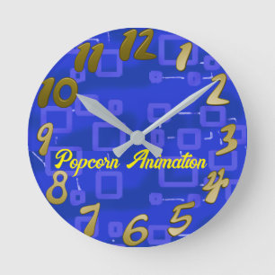Blue Geometric  Round Clock