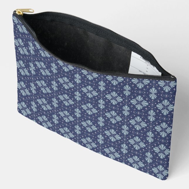 Blue Geometric shapes Pattern  Accessory Pouch (Open)