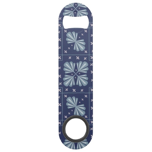 Blue Geometric shapes Pattern  Bar Key (Front)