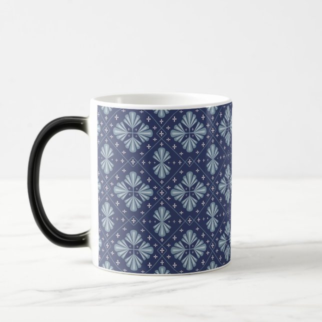 Blue Geometric shapes Pattern  Color Morph Mug (Left)