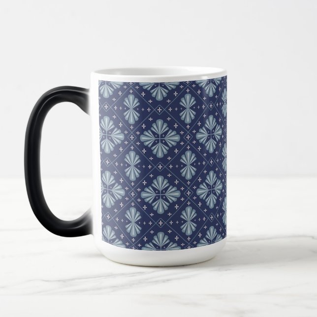 Blue Geometric shapes Pattern  Color Morph Mug (Left)