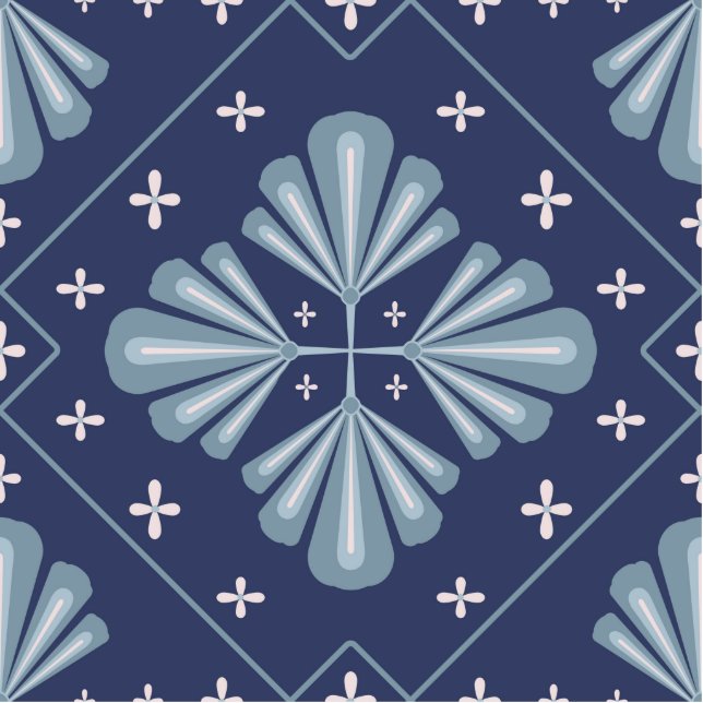 Blue Geometric shapes Pattern  Cutout (Front)