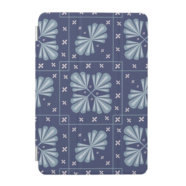 Blue Geometric shapes Pattern  iPad Mini Cover (Front)
